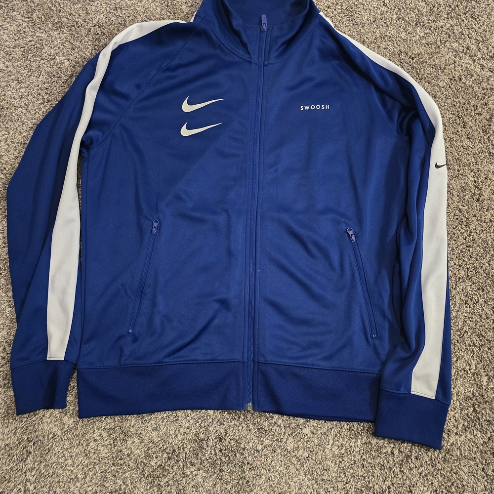 Nike Men's Blue and White Track Jacket